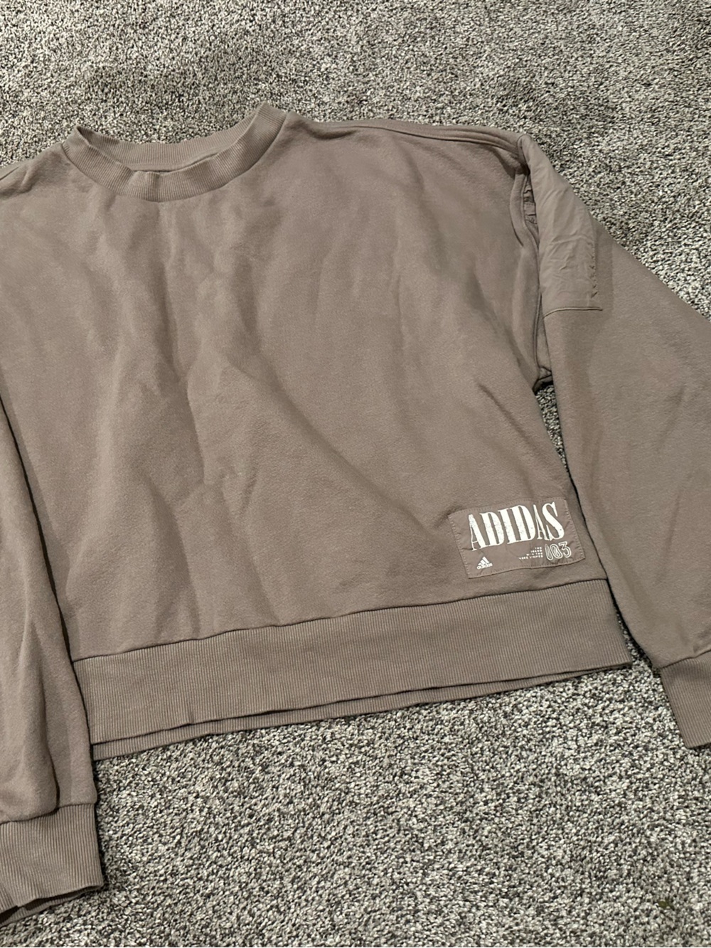 adidas Taupe Crewneck Sweatshirt with Logo Tag